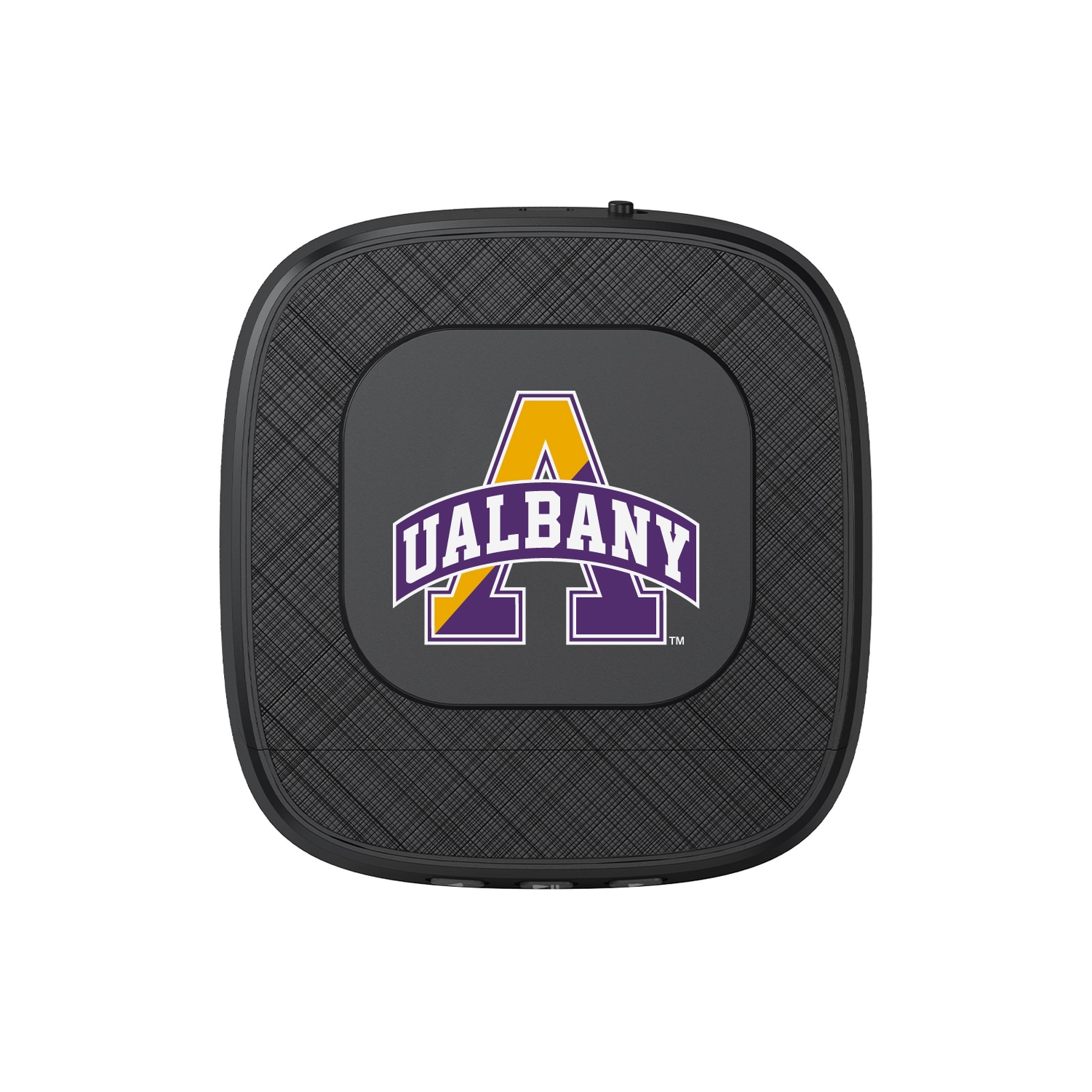 University at Albany Portable Speaker with Phone Charger, Black, Classic