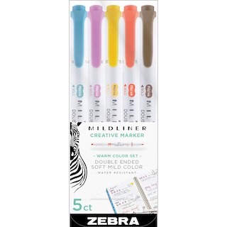 Zebra Mildliner Double Ended Highlighter Assorted Warm Color 5Pack