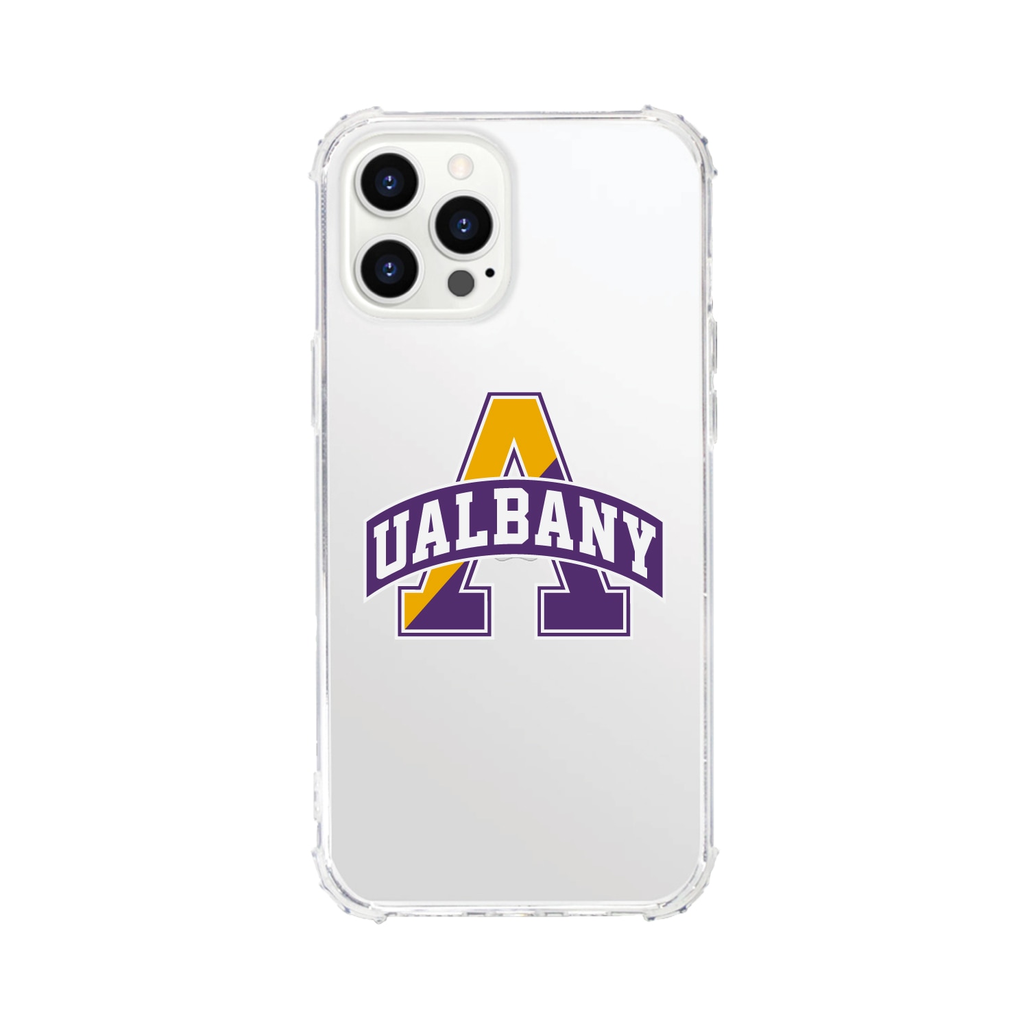 University at Albany-Clear Tough Edge Phone Case, Classic - iPhone 15 Plus