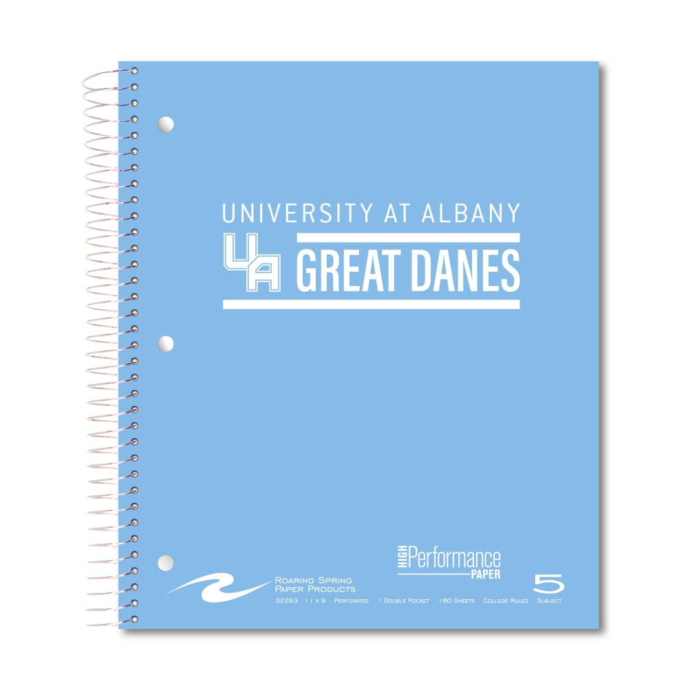 Roaring Premium 5 Subject Notebook, 8.5x11 College Ruled 20lb Paper, Pressboard Foil Cover