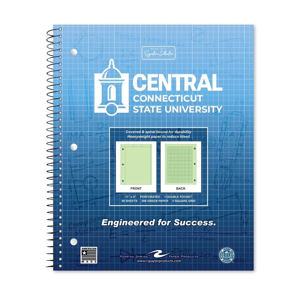 School Spirit Engineering Notebook, Green Tint 20# Paper with 1 Double Pocket