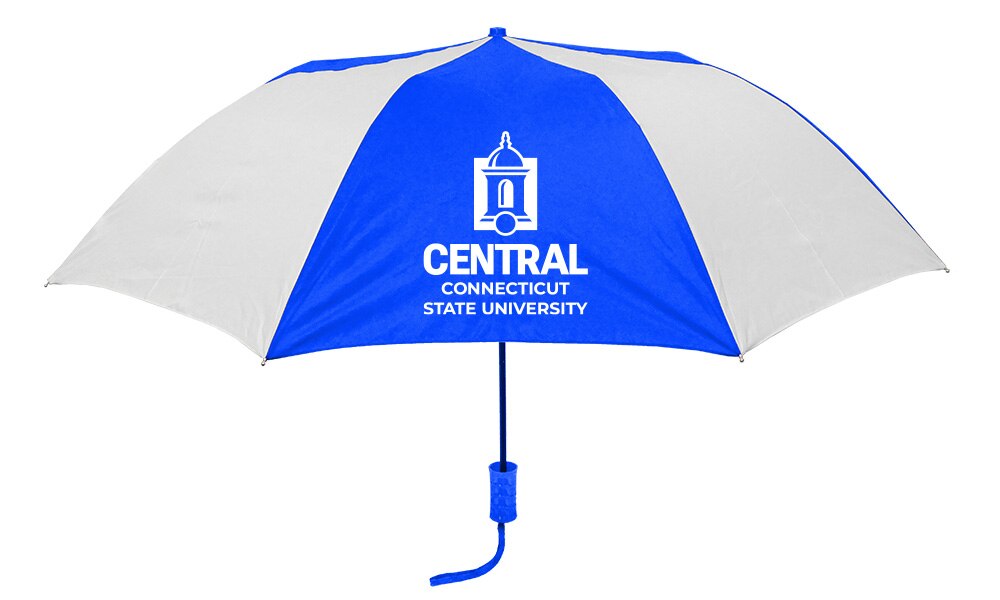 CENTRAL CONN STATE "The Sport" 2-Tone Emblematic Umbrella Automatic Folding 48" Coverage