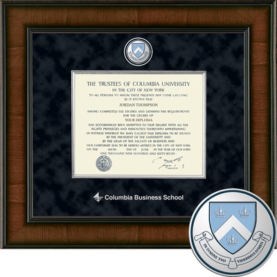 Church Hill Classics 10.5" x 12.5" Presidential Walnut Columbia Business School Diploma Frame