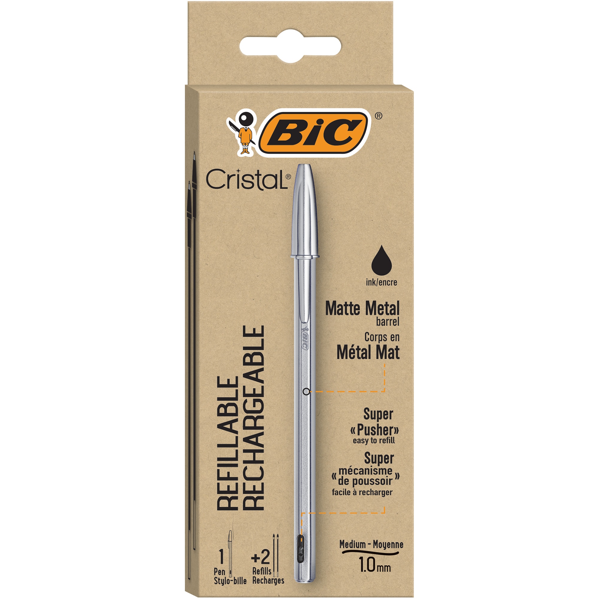 BIC Gift pack 2 penne sfera metallo cristal re'new + 4 refill bic