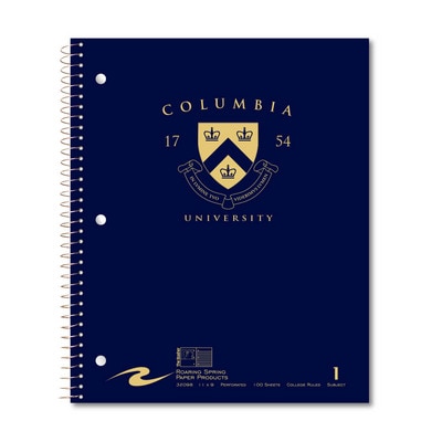 1 sub imprinted notebook. 11x9 College Ruled perfed. Cover with builtin  pocket foil stamped