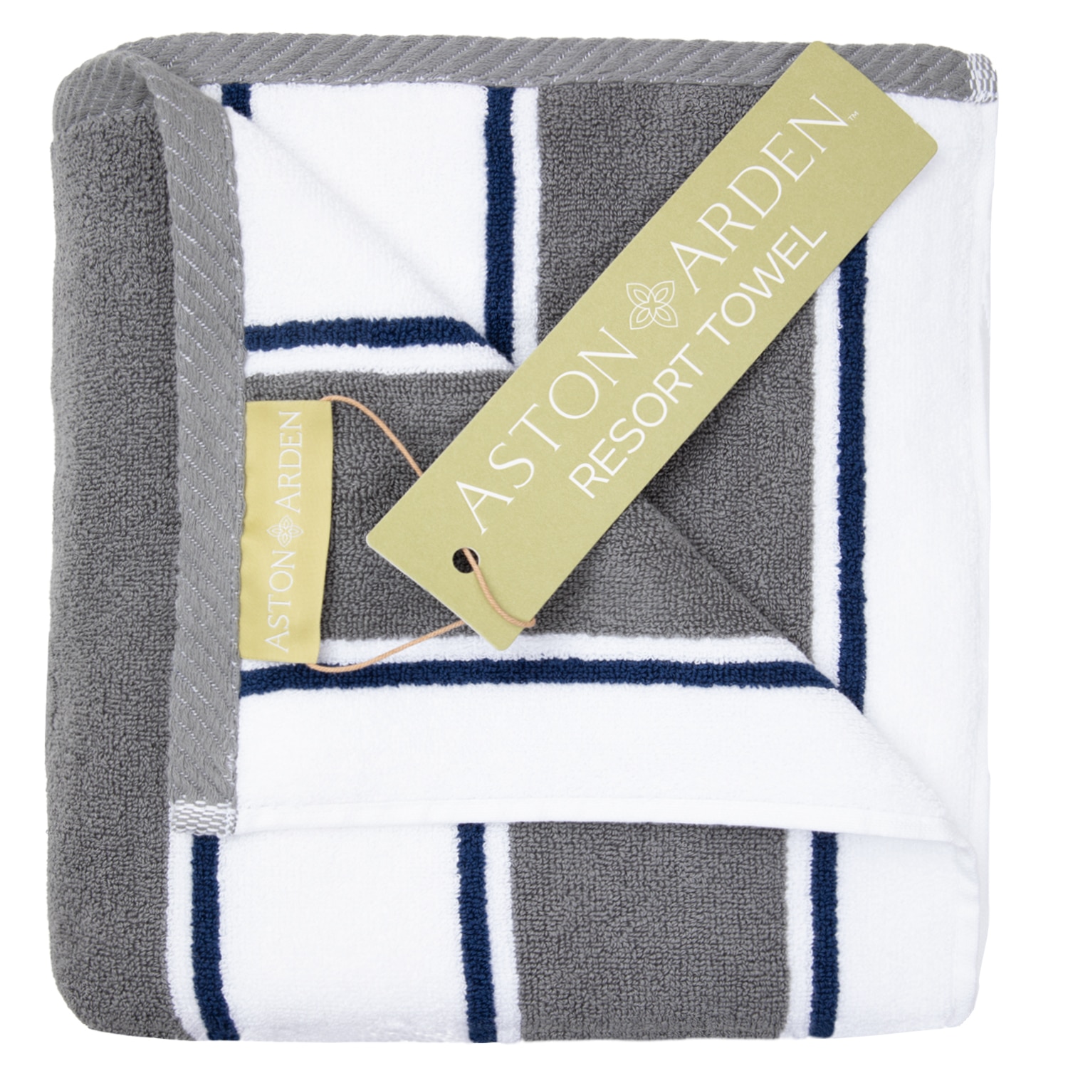 Aston & Arden Pin Stripe Resort Towel Grey/Navy