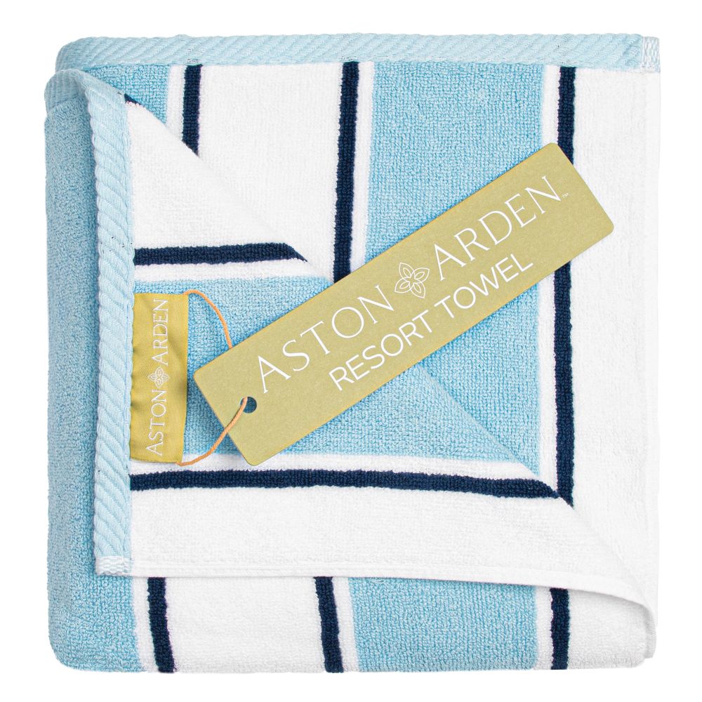 Aston & Arden Pin Stripe Resort Towel Blue/Blue