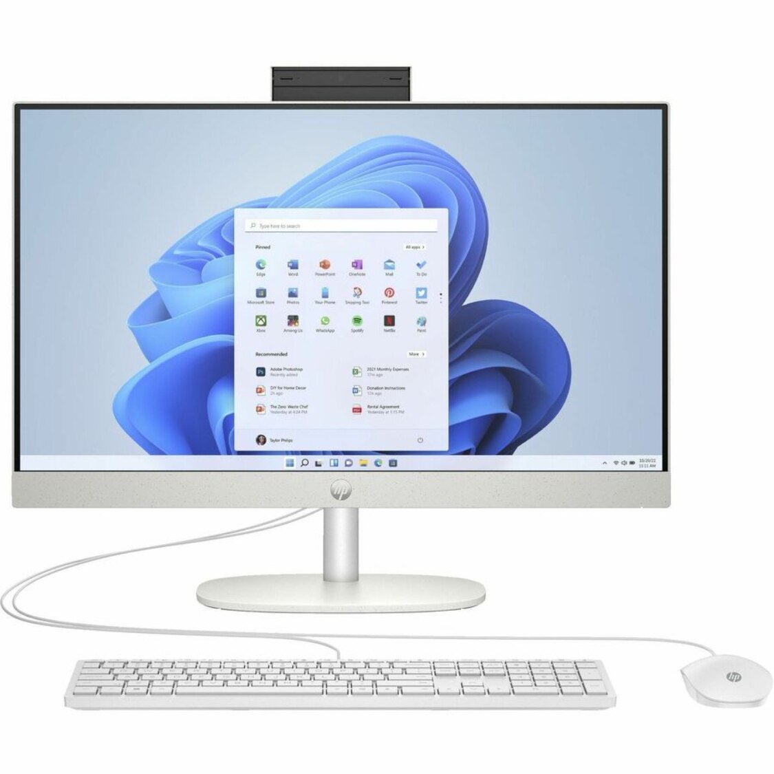 HP 21.5" All-in-One Computer Desktop - AMD Athlon Silver 2.30 GHz - 4GB RAM- 256GB SSD - Snow White