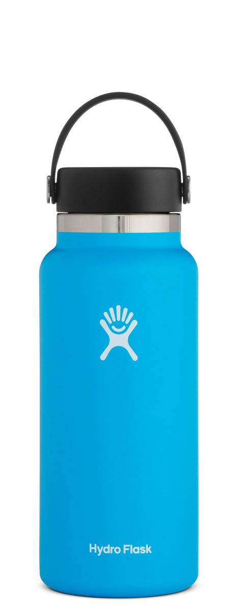 Columbia 32oz Water Bottle Plastic Blue Silver Wide Mouth Lightweight  Travel