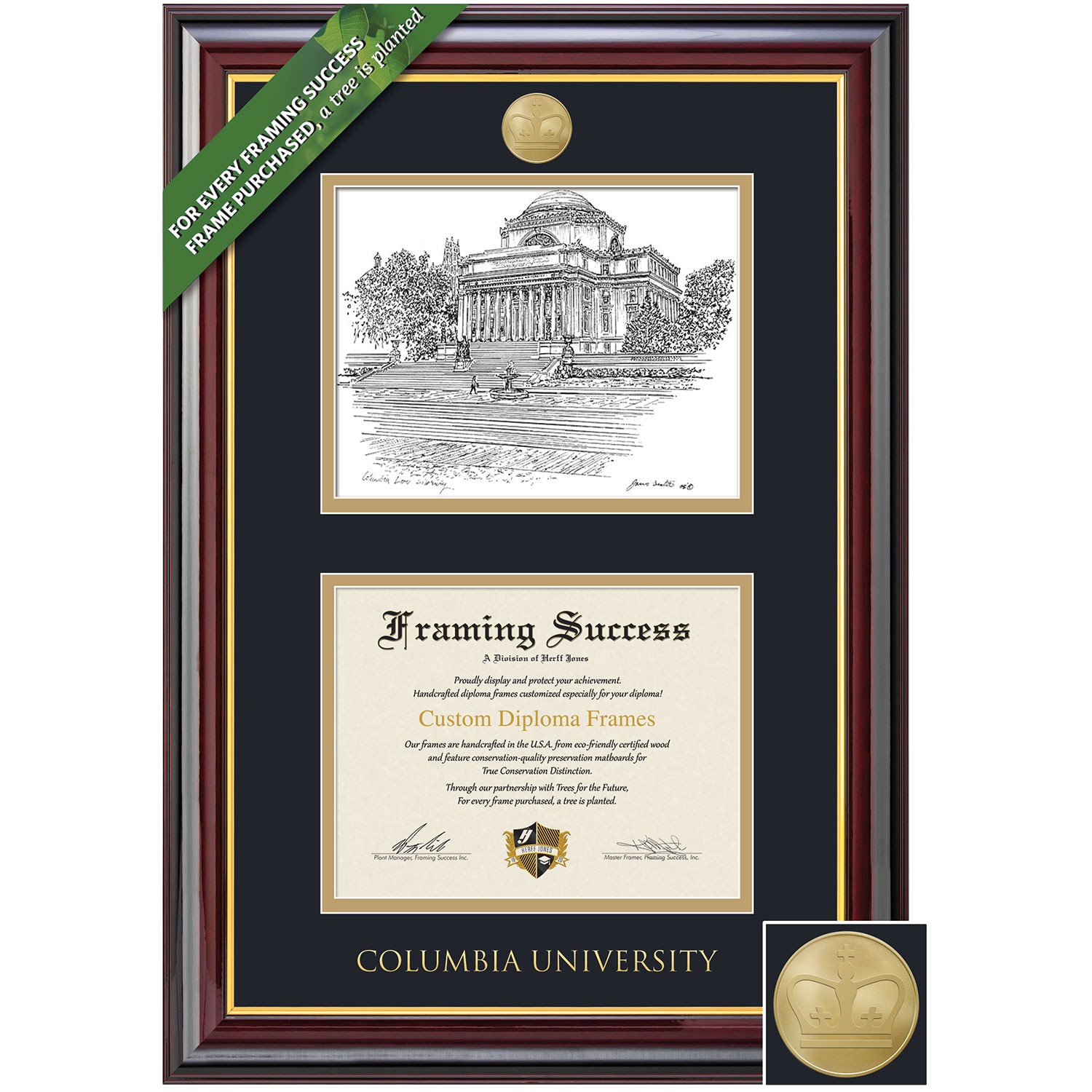 Framing Success 10.5 x 12.5 Windsor Gold Medallion Bachelors, Masters Diploma/Litho Frame