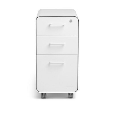 White Slim Stow 3-Drawer File Cabinet