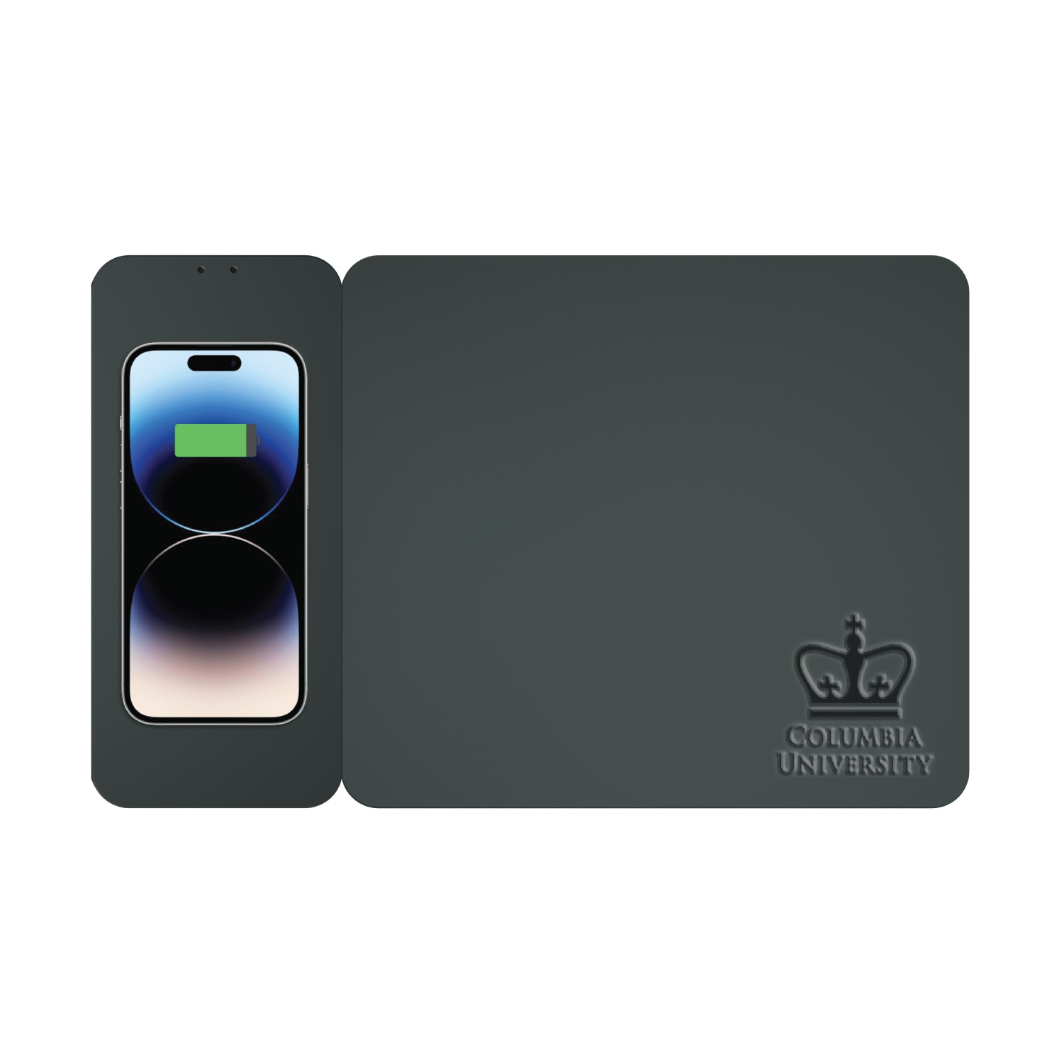 Columbia University Leather Wireless Charging Mouse Pad, Black, Alumni V2