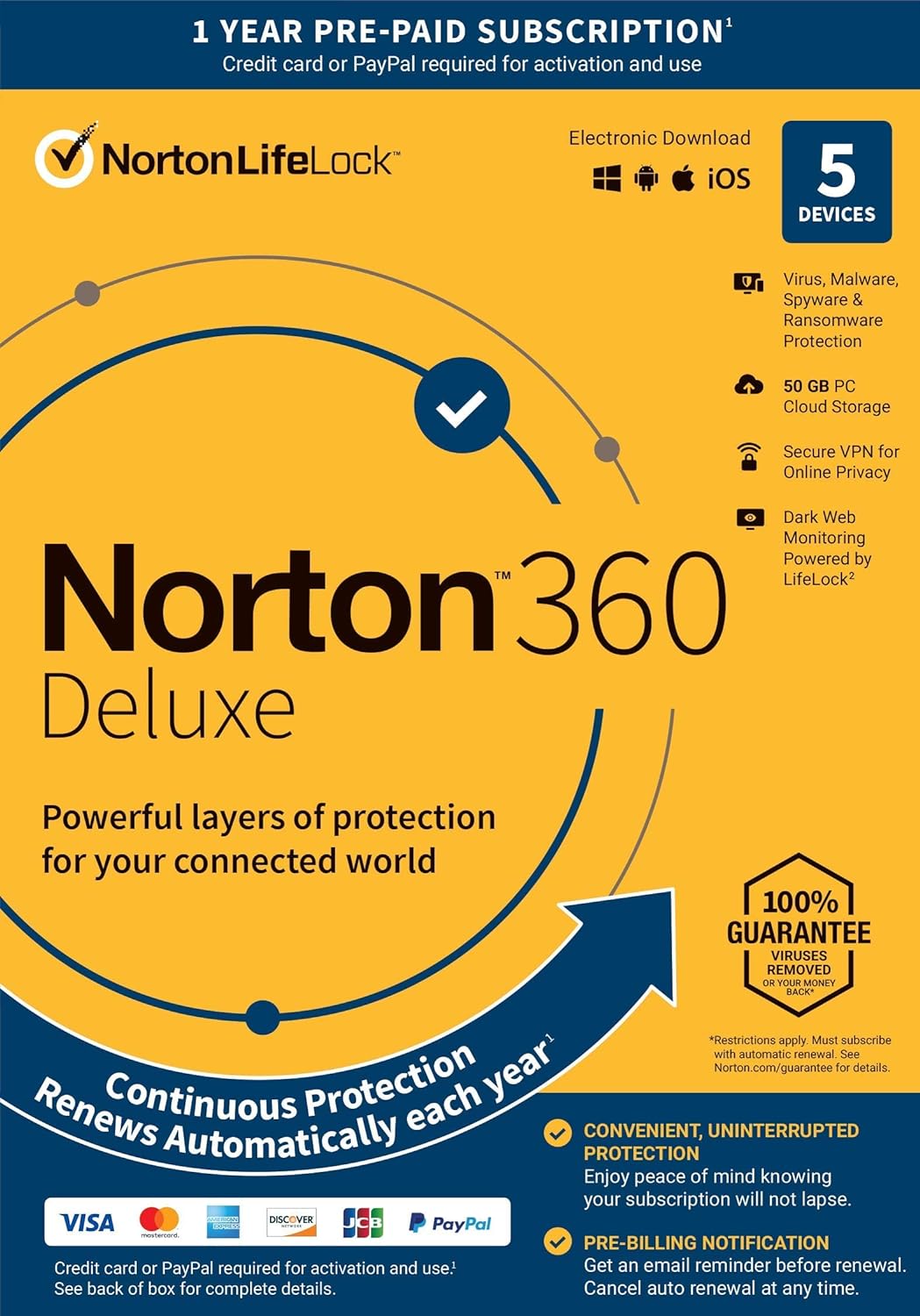 NORTON 360 DELUXE 12 Month Subscription - 5 Devices