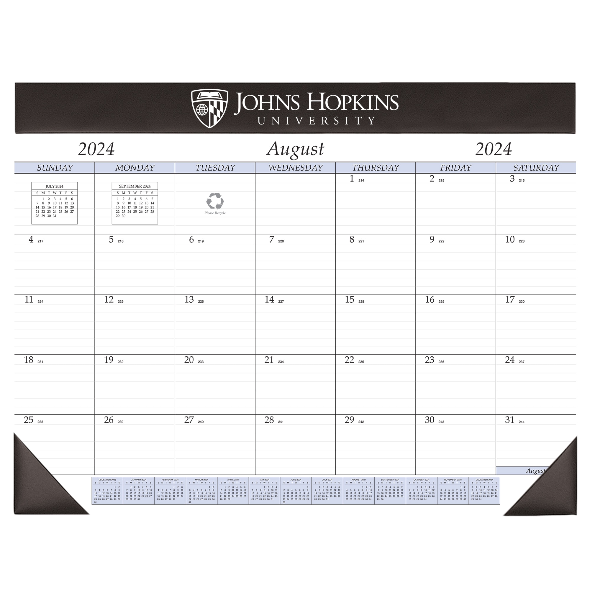 Payne 24-25 Imprinted Academic Desk Pad Calendar 17"x22"