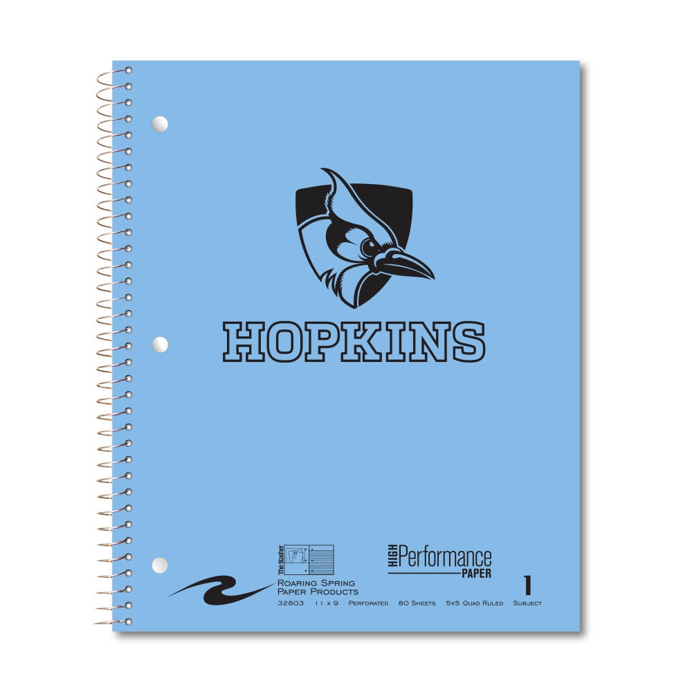 Roaring Premium 1 Subject Notebook, 8.5x11 Quad Ruled 20lb Paper, Pressboard Foil Cover