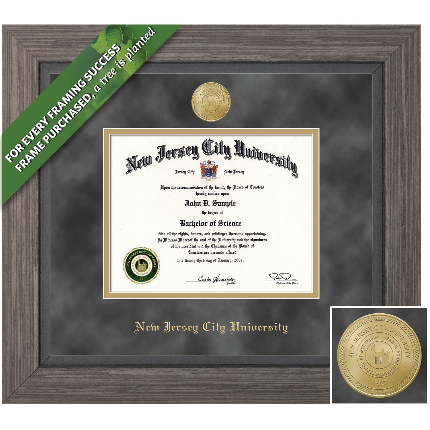 Framing Success 8.5 x 11 Greystone Gold Medallion Bachelors, Masters Diploma Frame