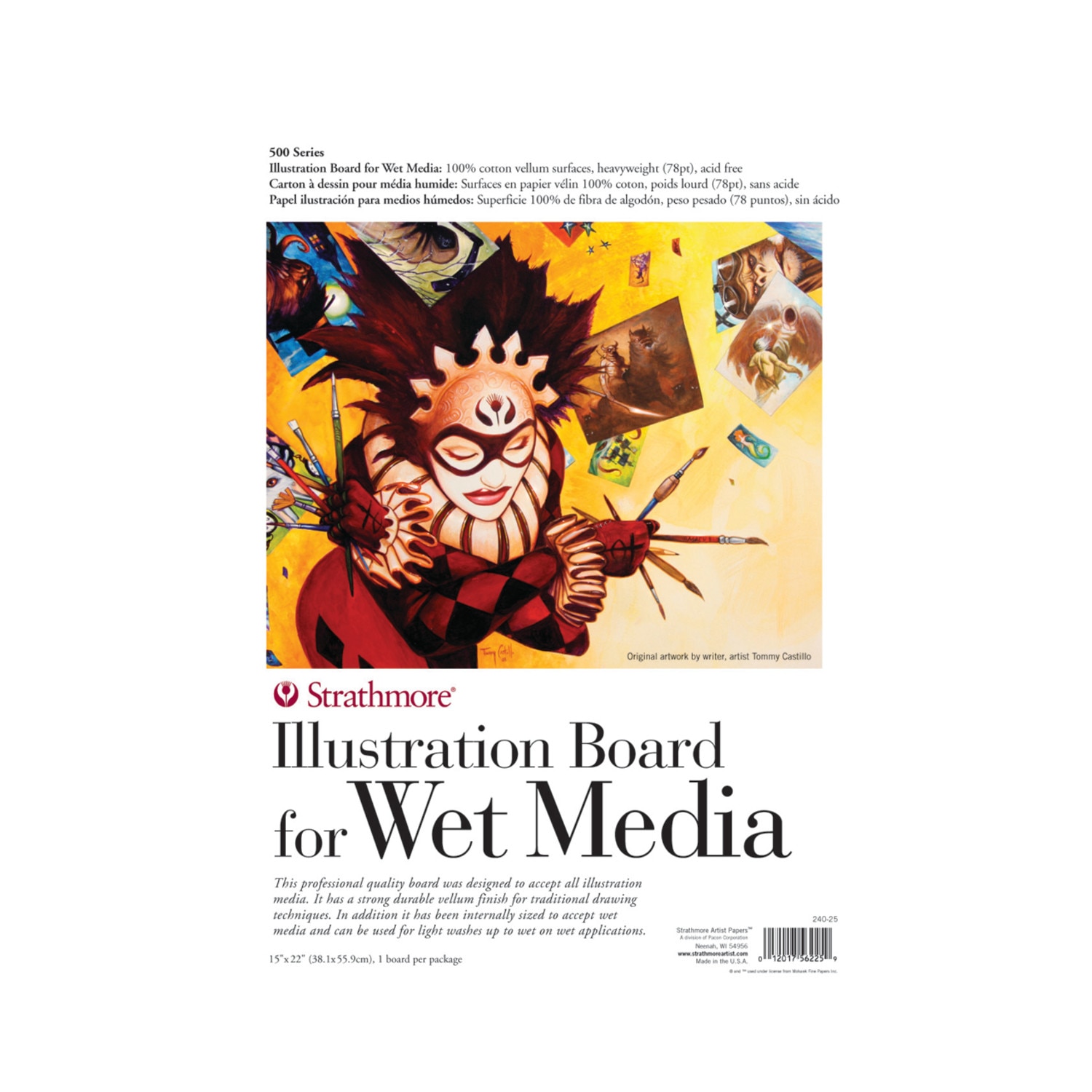 Strathmore Illustration Board for Wet Media, 500 Series, 15" x 22", 78 pt. Board