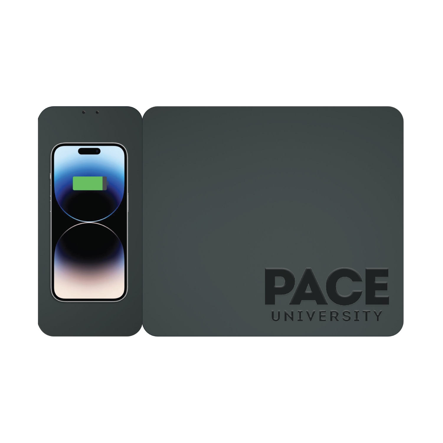 Pace University Leather Wireless Charging Mouse Pad, Black, Alumni V2