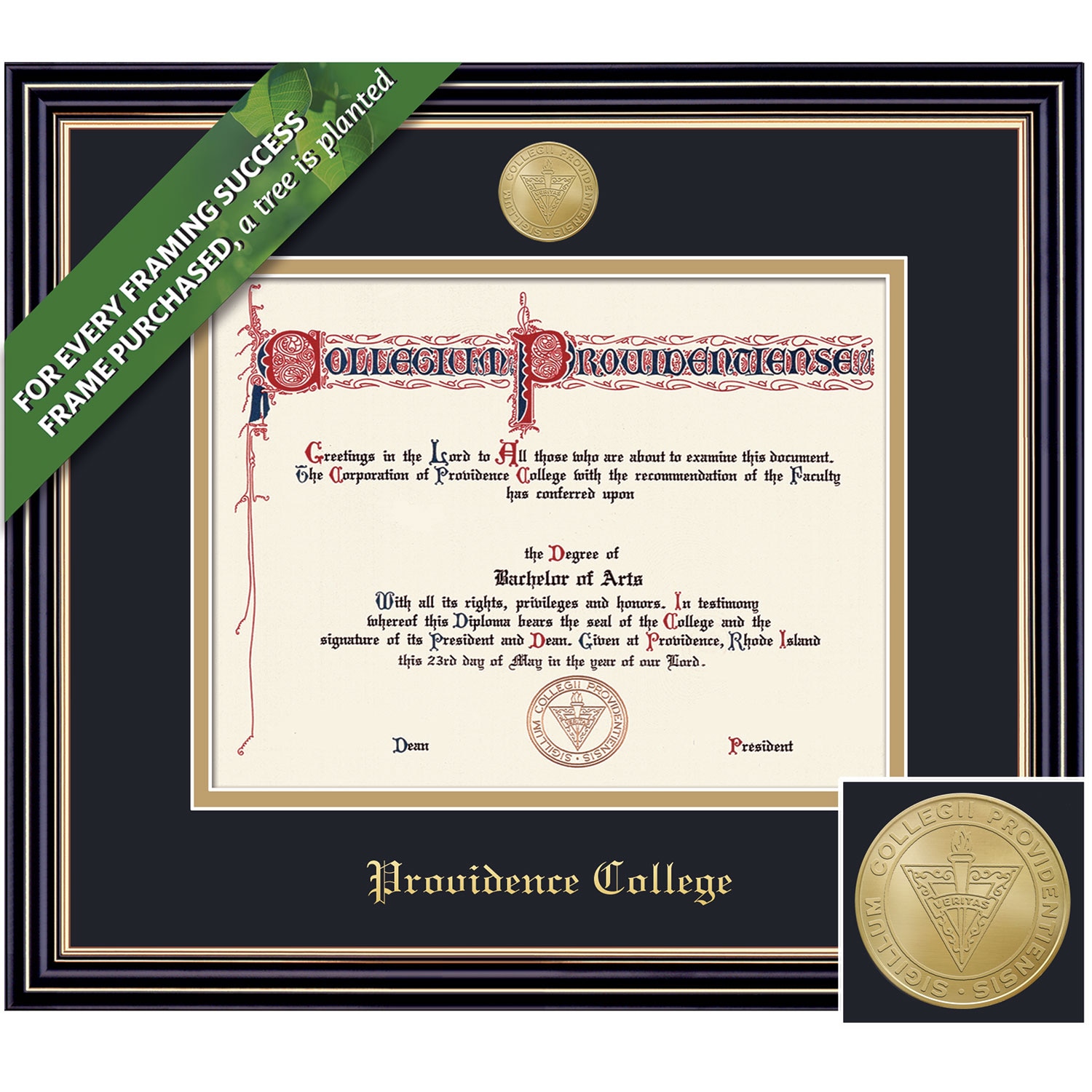 Framing Success 8.5 x 11 Prestige Gold Medallion Bachelors, Masters Diploma Frame