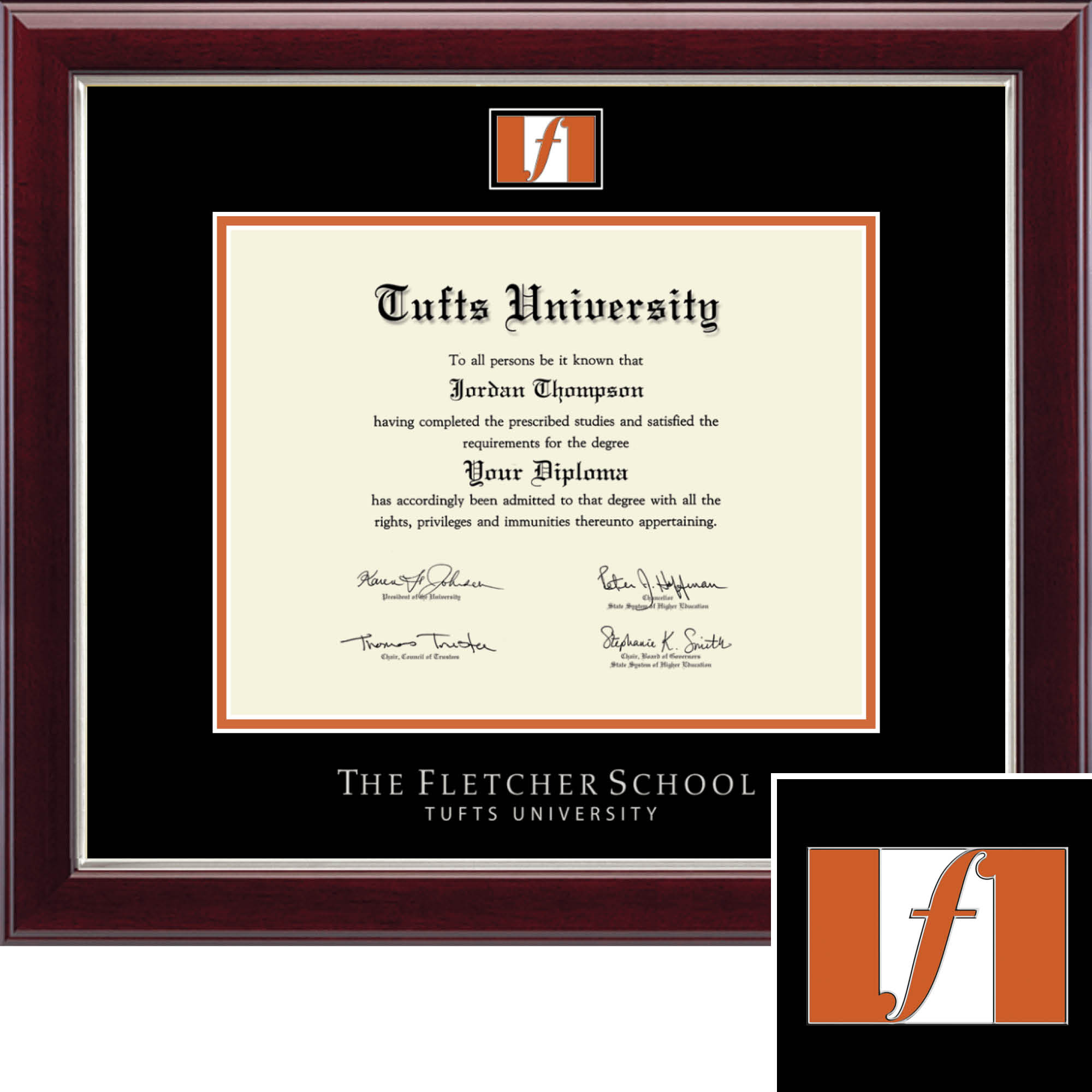 Church Hill Classics 8.5" x 11" Masterpiece Cherry The Fletcher School of Law and Diplomacy Diploma Frame