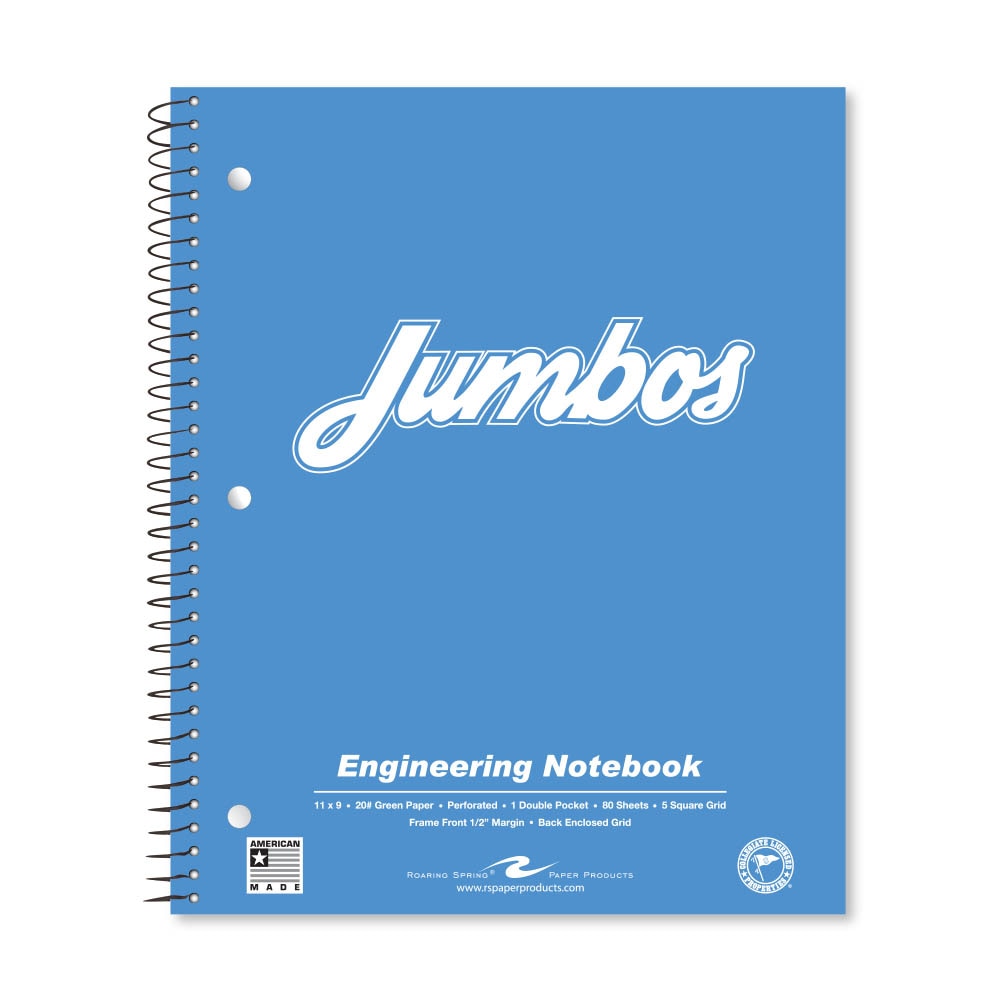 School Spirit Engineering Notebook, Green Tint 20# Paper with 1 Double Pocket