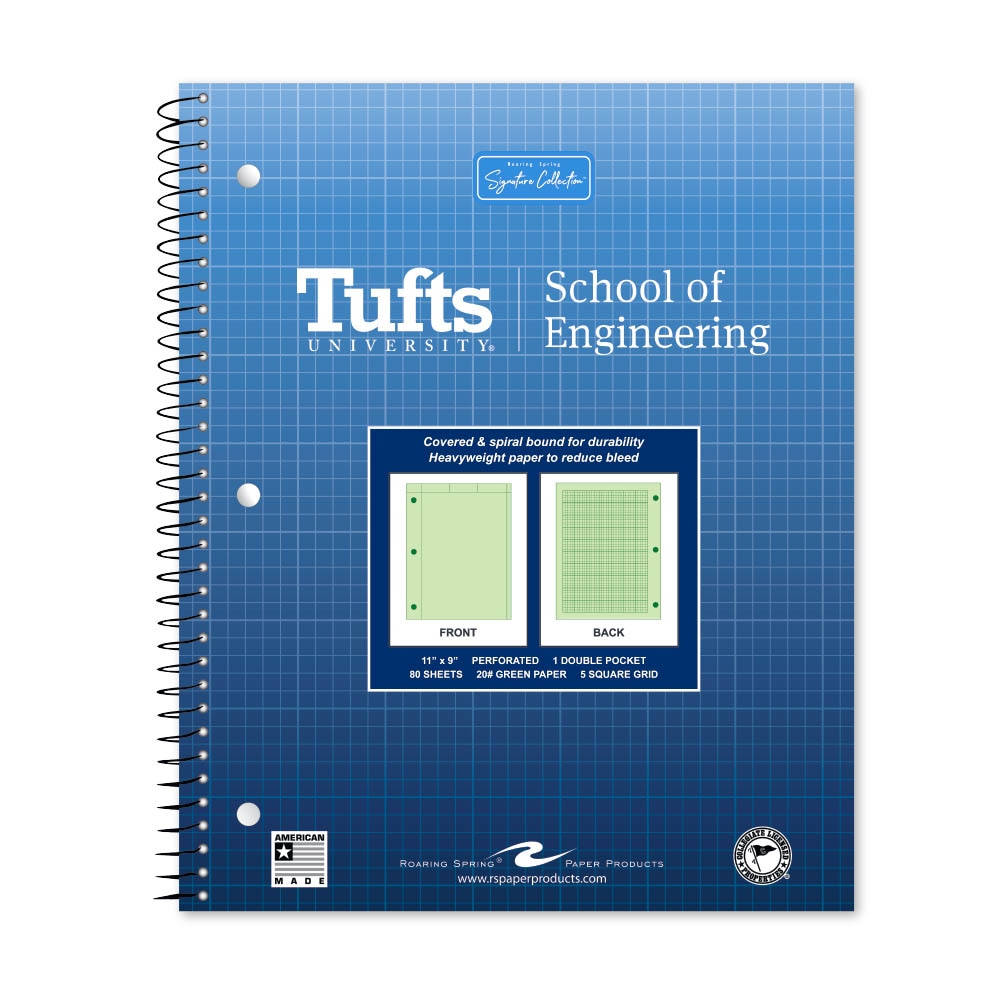 School Spirit Engineering Notebook, Green Tint 20# Paper with 1 Double Pocket