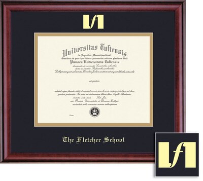 Framing Success 8.5 x 11 Classic Gold Emb School Seal Fletcher School Diploma Frame