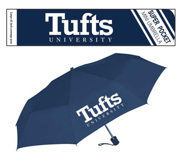 Tufts University Super Pocket Mini Umbrella with Custom Packaging 42" Coverage