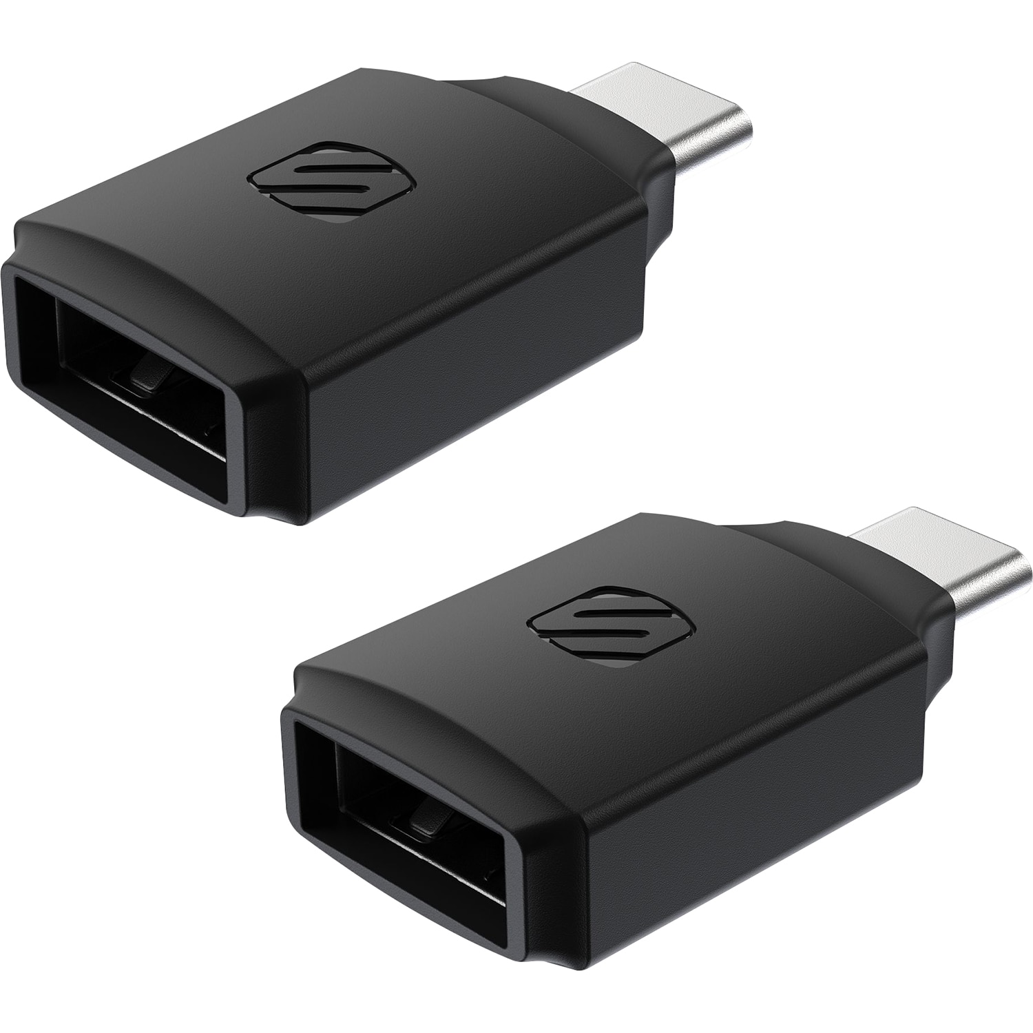 Scosche Strikeline USB Adapter 2Pk USB-A to USB-C- Black