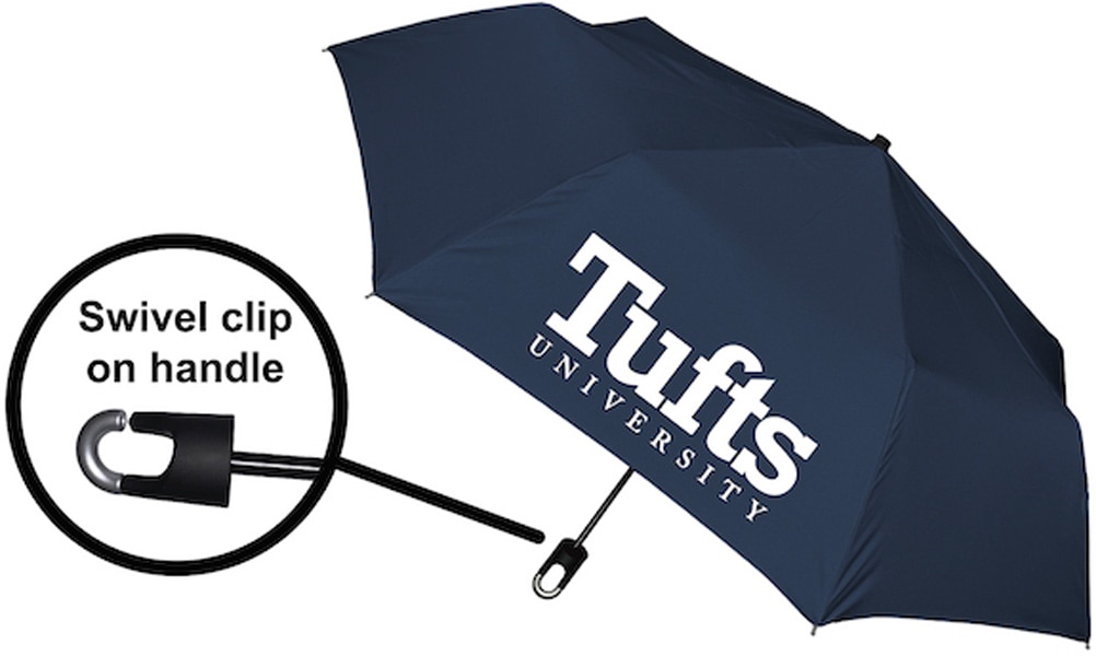 Tufts University "Storm Clip" Mini Folding Emblematic Solid Umbrella 42" Coverage