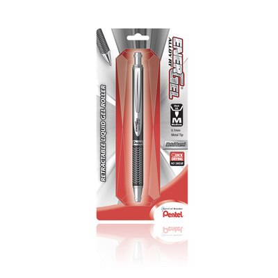 Pentel EnerGel Alloy Gel Pen 0.7mm Black Inc 1Pack