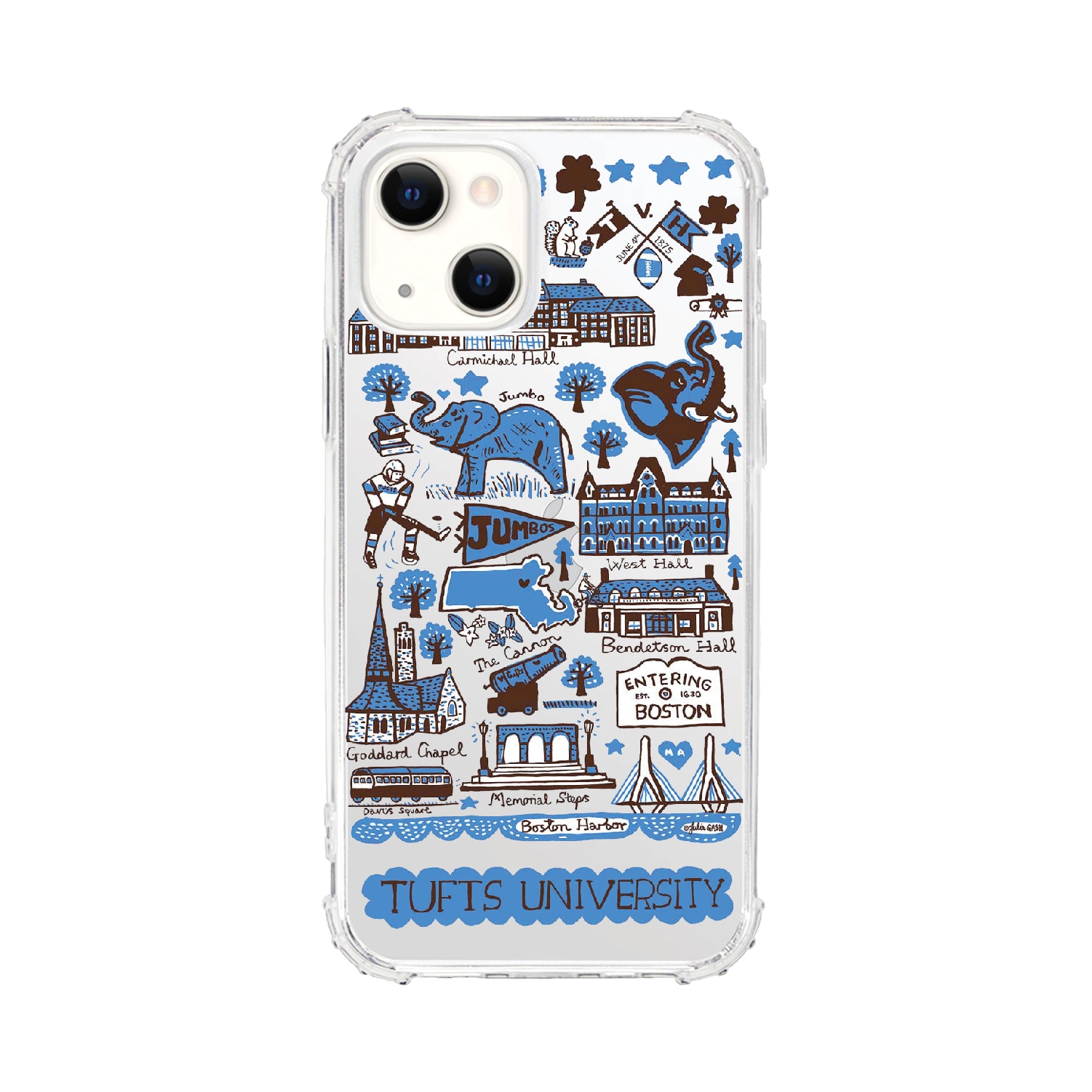 Tufts University- Clear Tough Edge Phone Case, Julia Gash - iPhone 15