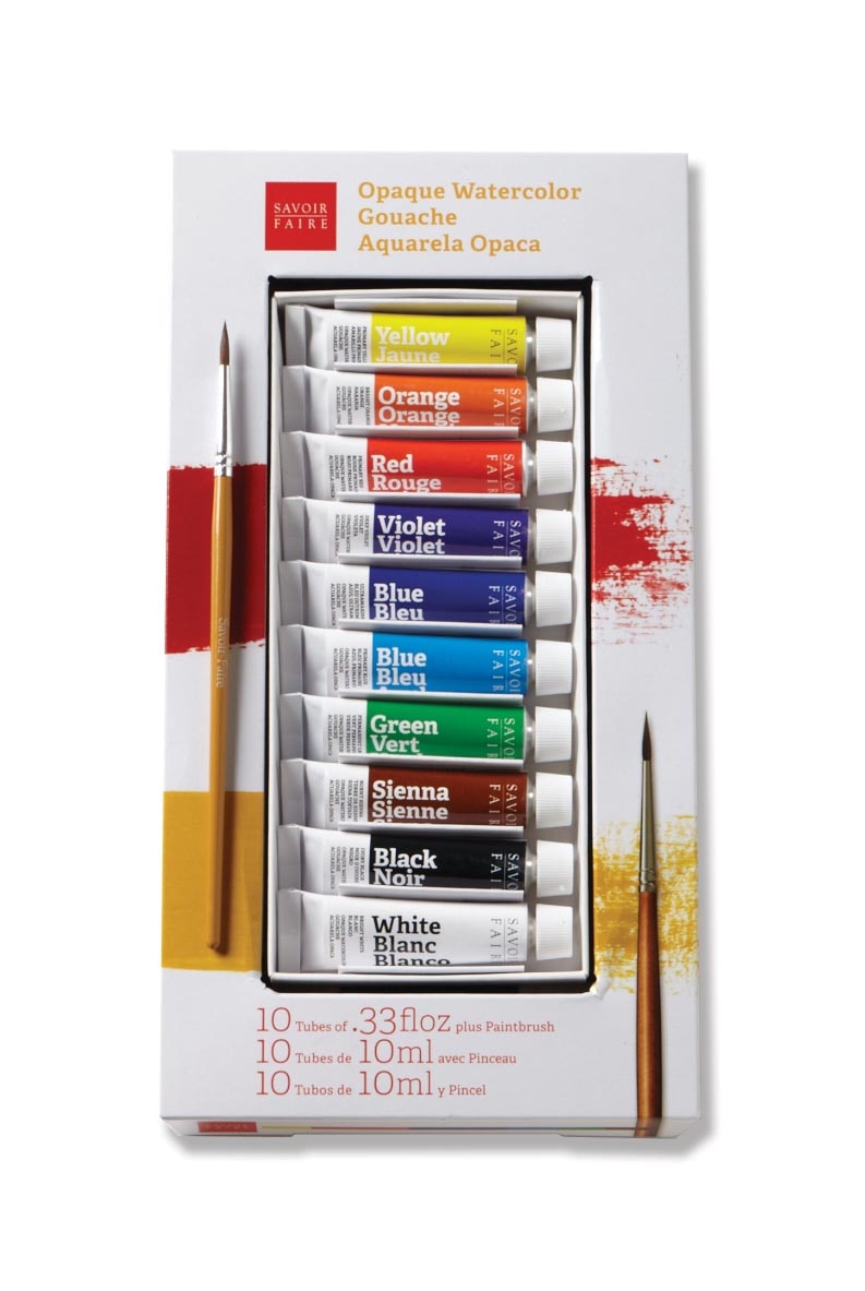 Savoir-Faire Opaque Watercolor Gouache Set, 10-Colors