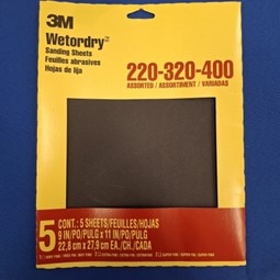 3M Wet/Dry Sandpaper 5 Assorted Sheets 9" x 11"