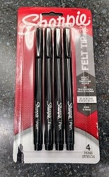 Sharpie Felt Tip Pens- Black pkg. of 4