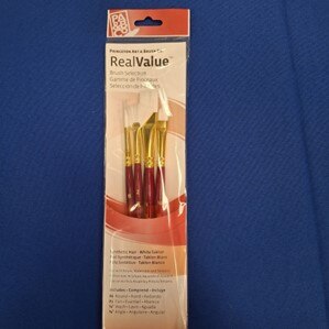 Princeton Brush Real Value 4-Brush White Taklon Brush Set, Round 6, Fan 2, Wash 5/8, Angle 3/8