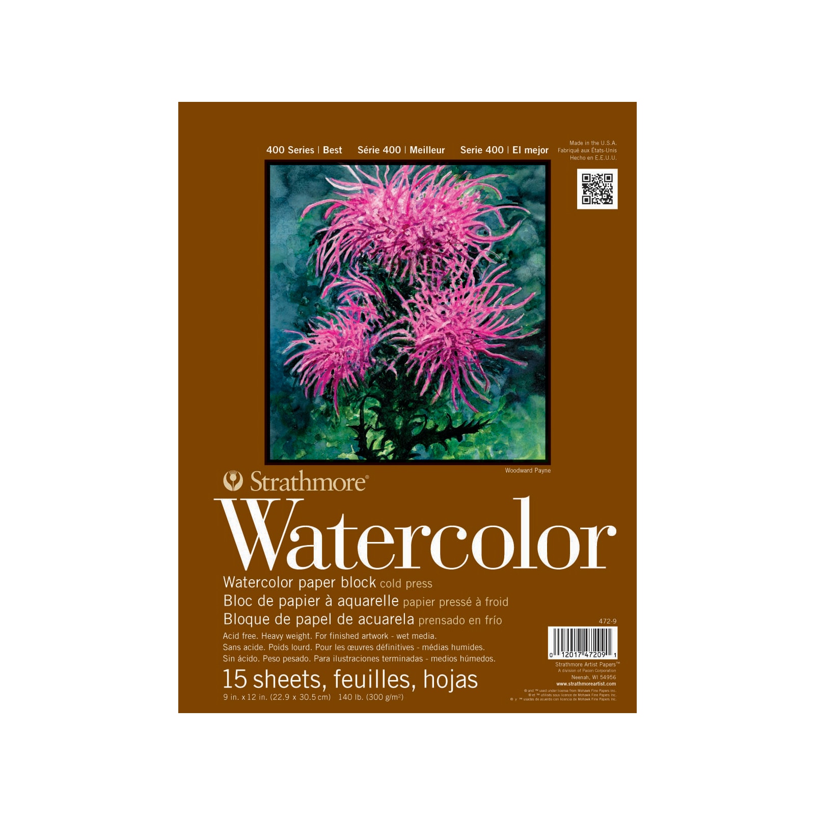 Strathmore Watercolor Paper Block, 400 Series, 9" x 12"