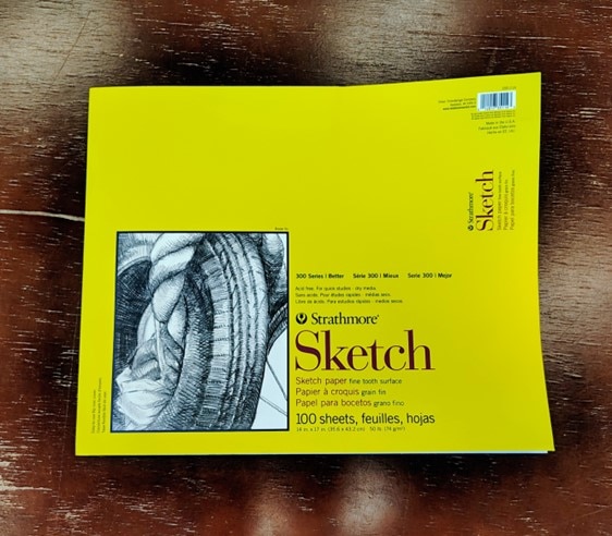 Strathmore Sketch Paper Pad, 300 Series, Tape-Bound, 14" x 17", 100 Sheets