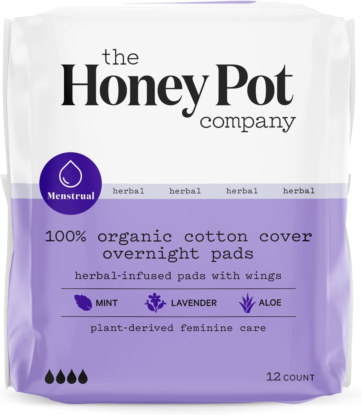 Honey Pot Overnight Menstrual Pads 12ct