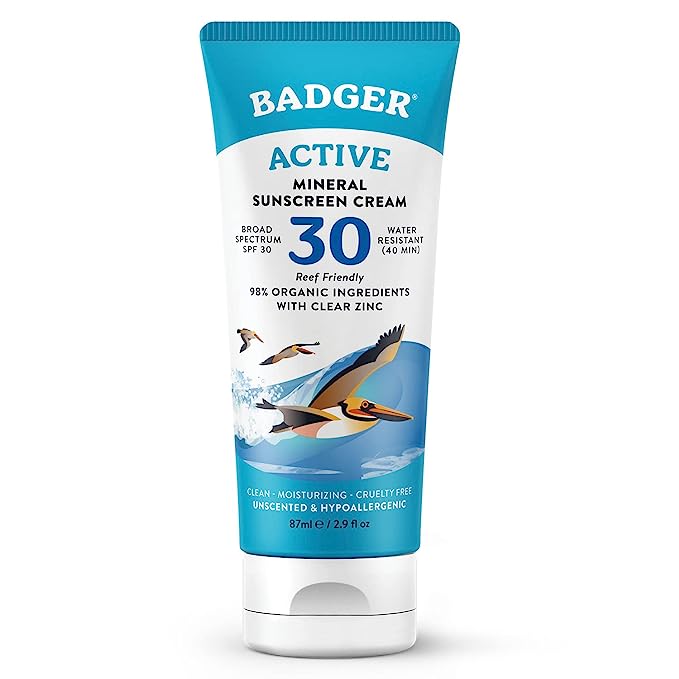 Badger Balm, SPF 30 Active Mineral Sunscreen 2.9oz Tube