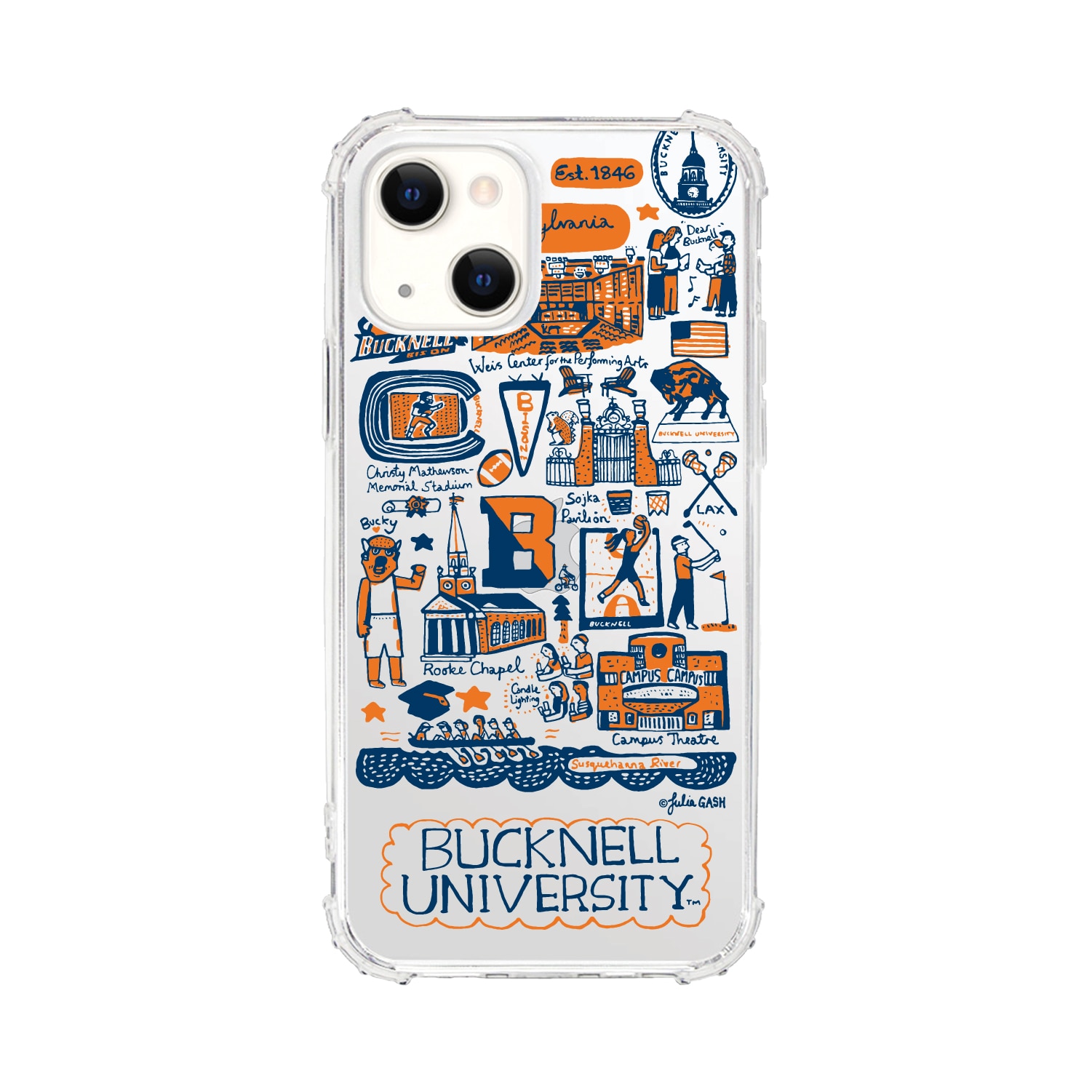 Bucknell University- Clear Tough Edge Phone Case, Julia Gash - iPhone 15