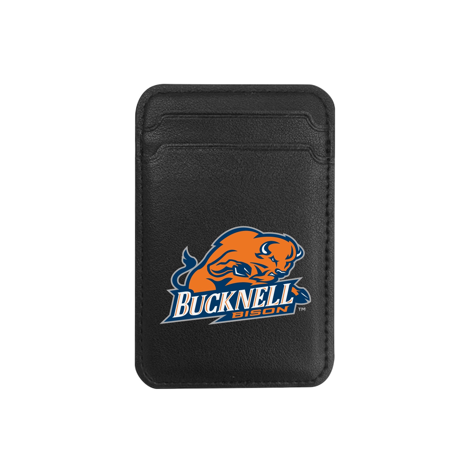 Bucknell University V2 - Leather Wallet Sleeve (Top Load, Mag Safe), Black, Classic V1