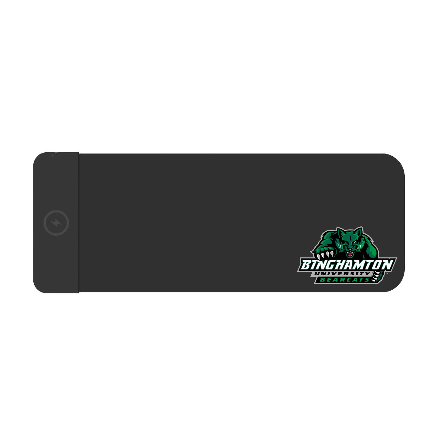 Binghamton University Cloth Wireless Charging Desk Mat, Black, Classic V1