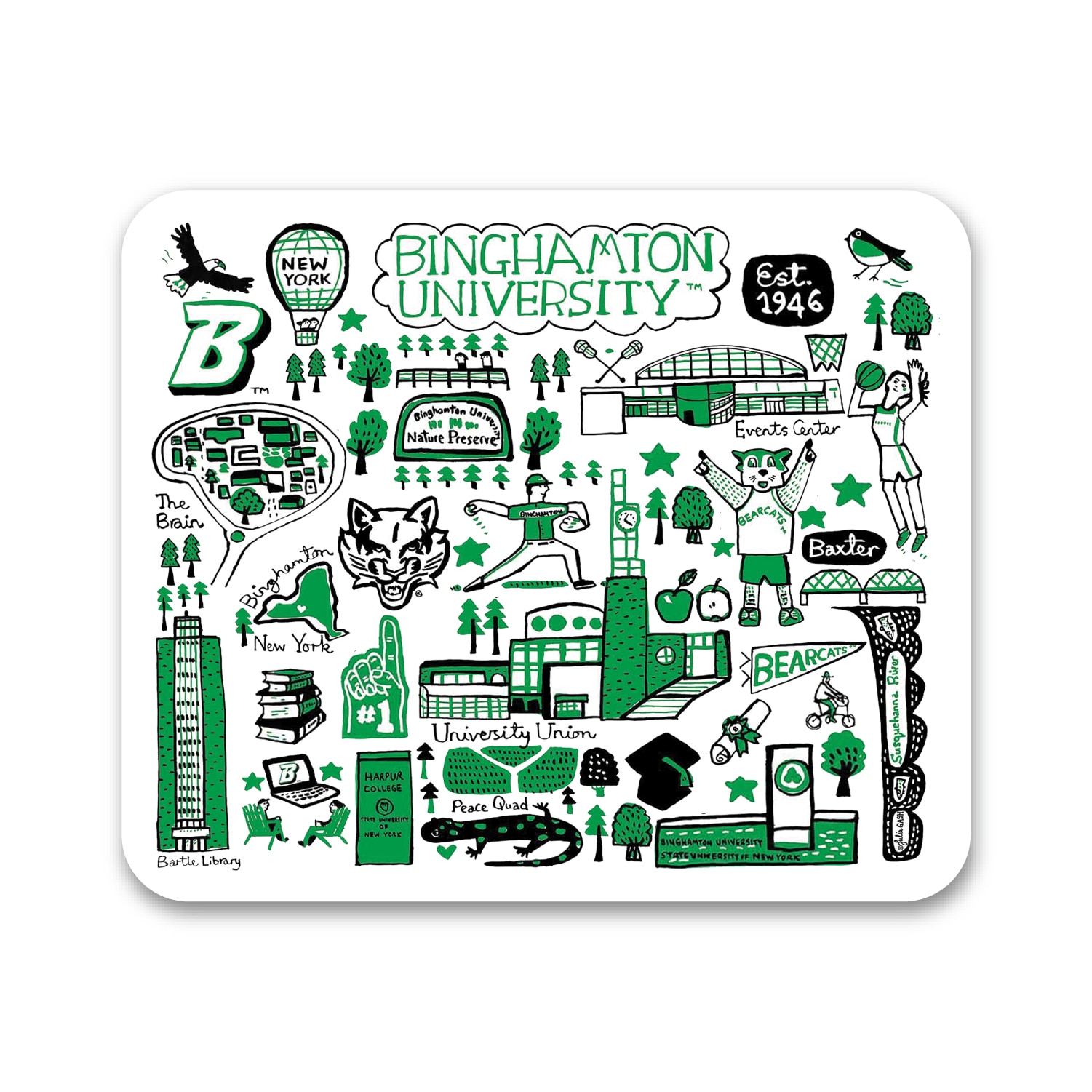 Binghamton University, White Mousepad, Julia Gash Cityscape