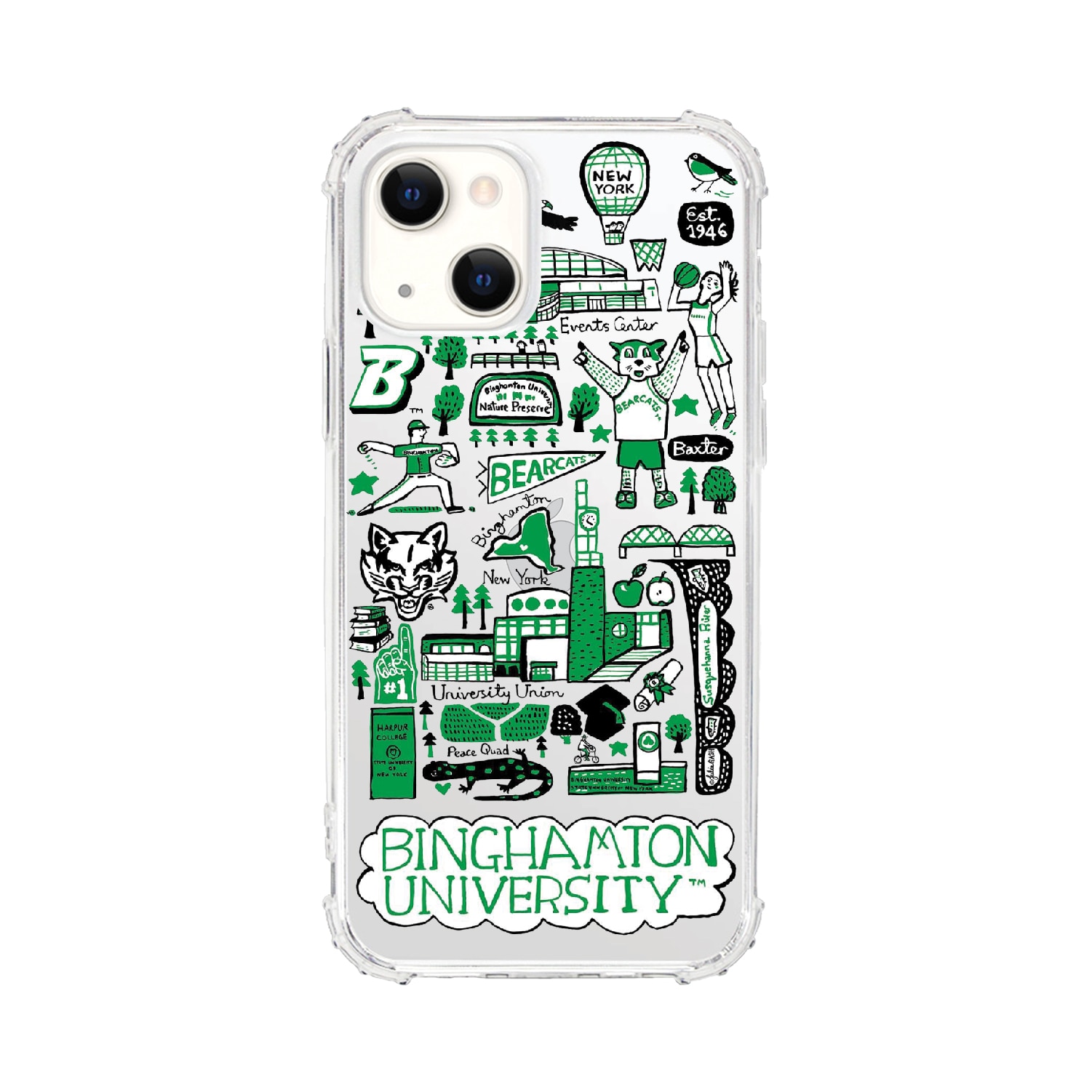 Binghamton University, Tough Edge Phone Case, Julia Gash Cityscape - iPhone 14