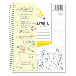 DOODLEWRITE 1 SUBJECT NOTEBOOK FEATURING COLLEGE RULED LINES + STICK FIGURES! DOODLE MORE, LEARN MORE!