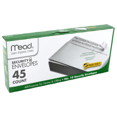 Mead 10in Press-It-Sealed-Boxed-Envelopes-45ct