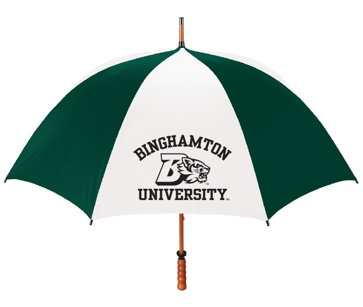 BINGHAMTON UNIVERSITY "The Eagle" Sporty Wood Shaft Golf Umbrella 62"