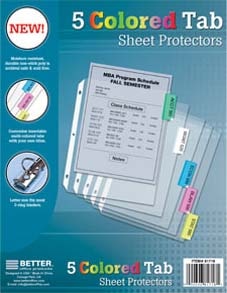 Better Sheet Protector 5 Color Tabs
