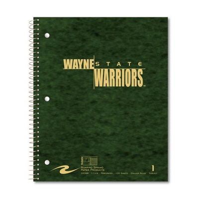 1 sub imprinted notebook.  11x9 College Ruled perfed.  Cover with builtin pocket foil stamped